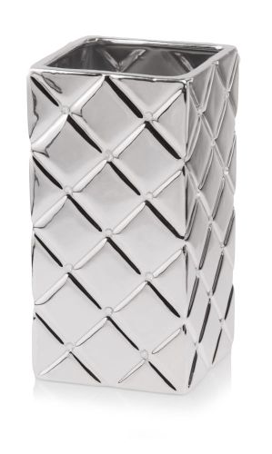 Doniczka wazon ceramiczny srebrny GLAMOUR cyrkonie 14x26