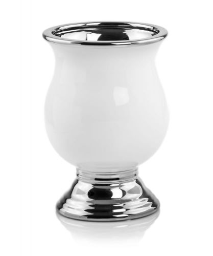 Doniczka wazon ceramiczny biało srebrny GLAMOUR Moon 15x21cm