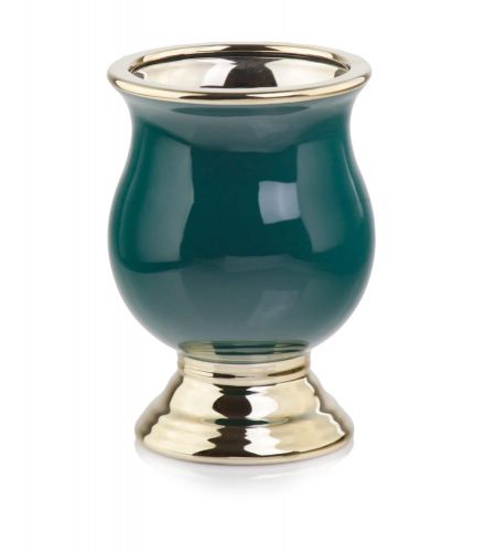 Doniczka wazon zielono- złoty GLAMOUR Emerald  15x21cm