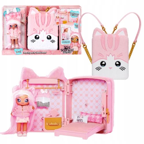 Lalka Na! Na! Na!  Surprise  Pink Kitty + Plecak  3w1 Rózowy