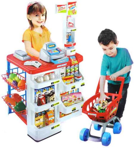 Sklep Supermarket Stragan Kasa dla Dzieci + Koszyk