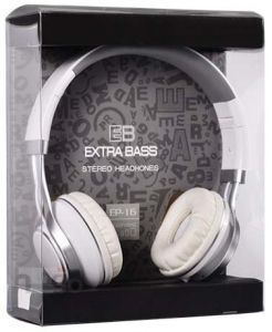 Słuchawki EXTRA BASS z mikrofonem EP16 jack 3,5mm Białe