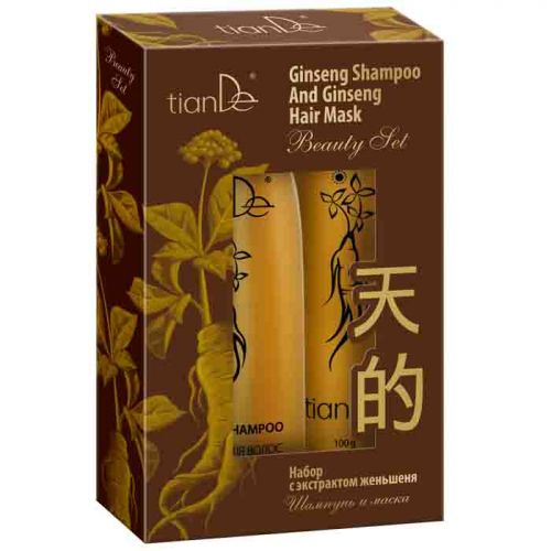 Zestaw z ekstraktem z żeń-szenia: szampon i maska do włosów Tiande